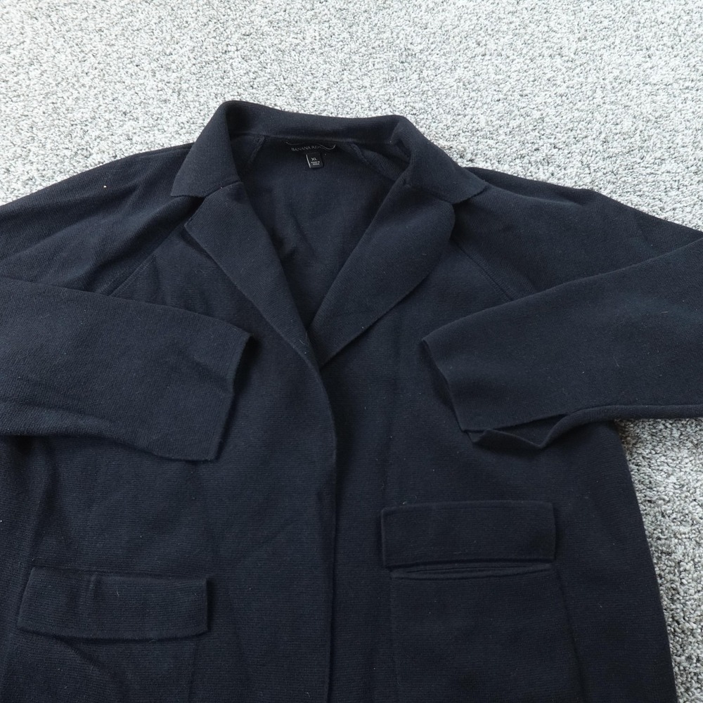 Banana Republic Blazer Womens‎ XL Black Waffle Knit Unstructured Cardigan Jacket